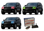 Jeep-Grand Cherokee-2005, 2006, 2007, 2008, 2009, 2010-LED-Halo-Headlights-RGB-WiFi Remote-JE-GC0510-V3HWI