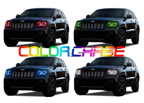 Jeep-Grand Cherokee-2011, 2012, 2013-LED-Halo-Headlights-ColorChase-No Remote-JE-GC1113-CCH
