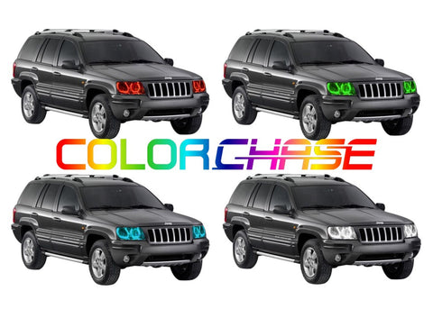 Jeep-Grand Cherokee-1999, 2000, 2001, 2002, 2003, 2004-LED-Halo-Headlights-ColorChase-No Remote-JE-GC9904S-CCH