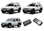 Jeep-Liberty-2002, 2003, 2004, 2005, 2006, 2007-LED-Halo-Headlights-RGB-Colorfuse RF Remote-JE-LI0207-V3HCFRF