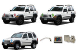 Jeep-Liberty-2002, 2003, 2004, 2005, 2006, 2007-LED-Halo-Headlights-RGB-IR Remote-JE-LI0207-V3HIR
