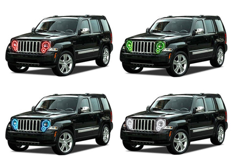 Jeep-Liberty-2008, 2009, 2010, 2011, 2012, 2013-LED-Halo-Headlights-RGB-No Remote-JE-LI0813-V3H