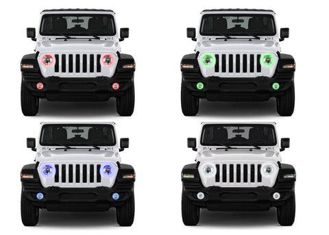 Jeep-Wrangler-2018, 2019-LED-Halo-Headlights and Fog Lights-RGB-No Remote-JE-WR18JL-V3HF