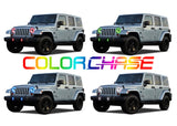 Jeep-Wrangler-2007, 2008, 2009, 2010, 2011, 2012, 2013, 2014, 2015, 2016, 2017-LED-Halo-Headlights and Fog Lights-ColorChase-No Remote-JE-WR9715-CCHF