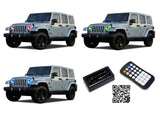 Jeep-Wrangler-2007, 2008, 2009, 2010, 2011, 2012, 2013, 2014, 2015, 2016, 2017-LED-Halo-Headlights-RGB-Bluetooth RF Remote-JE-WR9715-V3HBTRF