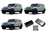 Jeep-Wrangler-2007, 2008, 2009, 2010, 2011, 2012, 2013, 2014, 2015, 2016, 2017-LED-Halo-Headlights and Fog Lights-RGB-Bluetooth RF Remote-JE-WR9715-V3HFBTRF