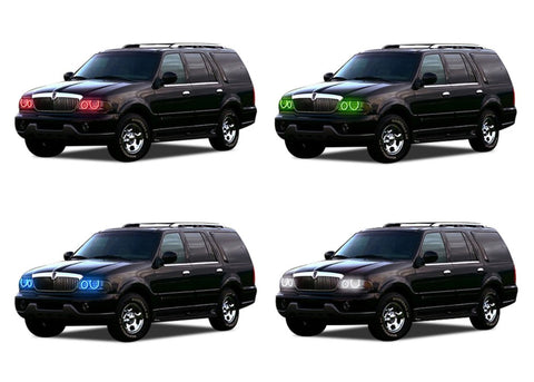 Lincoln-Navigator-1998, 1999, 2000, 2001, 2002-LED-Halo-Headlights-RGB-No Remote-LI-NV9802-V3H