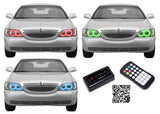Lincoln-Town Car-2005, 2006, 2007, 2008, 2009, 2010, 2011-LED-Halo-Headlights-RGB-Bluetooth RF Remote-LI-TC0511-V3HBTRF