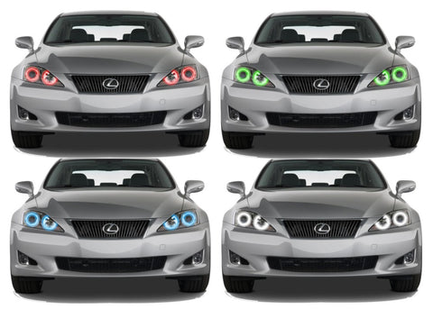 Lexus-IS250-2006, 2007, 2008-LED-Halo-Headlights-RGB-No Remote-LX-IS2500608-V3H