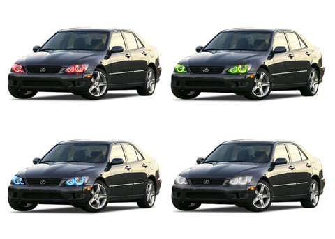 Lexus-is300-2001, 2002, 2003, 2004, 2005-LED-Halo-Headlights-RGB-No Remote-LX-IS30105-V3H