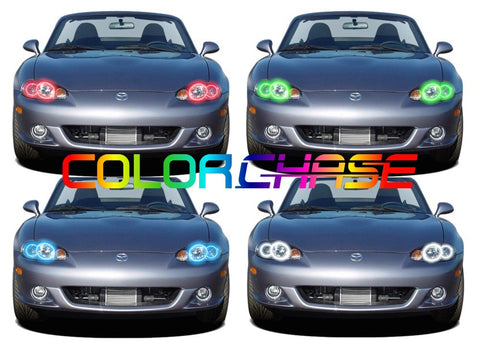 Mazda-Miata-2001, 2002, 2003, 2004, 2005-LED-Halo-Headlights-ColorChase-No Remote-MA-MI0105-CCH