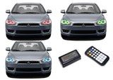 Mitsubishi-Lancer-2008, 2009, 2010, 2011, 2012, 2013, 2014, 2015, 2016-LED-Halo-Headlights-RGB-Colorfuse RF Remote-MI-LA0814-V3HCFRF