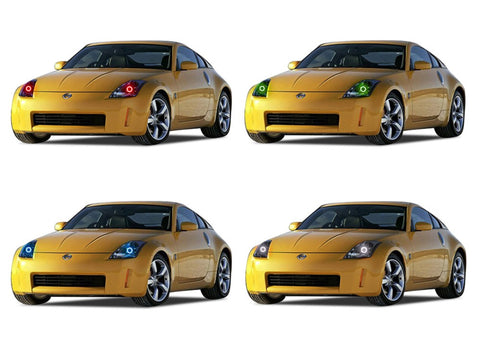 Nissan-350z-2003, 2004, 2005-LED-Halo-Headlights-RGB-No Remote-NI-35Z0305-V3H
