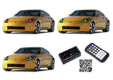 Nissan-350z-2003, 2004, 2005-LED-Halo-Headlights-RGB-Bluetooth RF Remote-NI-35Z0305-V3HBTRF