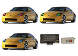Nissan-350z-2003, 2004, 2005-LED-Halo-Headlights-RGB-RF Remote-NI-35Z0305-V3HRF