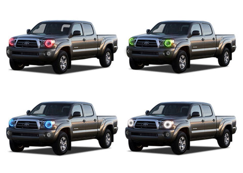 Toyota-Tacoma-2005, 2006, 2007, 2008, 2009, 2010, 2011-LED-Halo-Headlights-RGB-No Remote-TO-TA0511-V3H