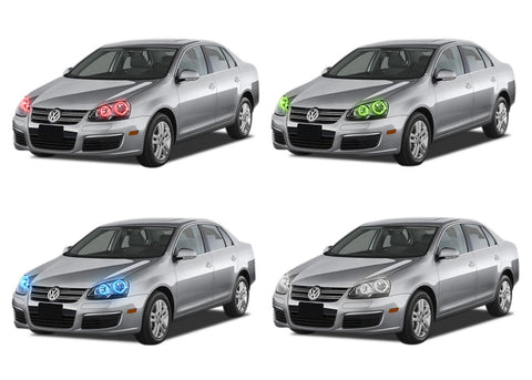 Volkswagen-Jetta-2005, 2006, 2007, 2008, 2009, 2010-LED-Halo-Headlights-RGB-No Remote-VW-JT0510-V3H
