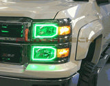 Chevrolet-Silverado-2014, 2015, 2016-LED-Halo-Headlights-RGB-Bluetooth RF Remote-CY-SVNP1416-V3HBTRF